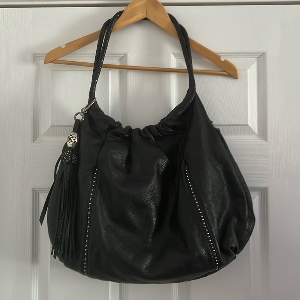 Authentic vintage Brighton hobo bag. Black with leopard print lining.